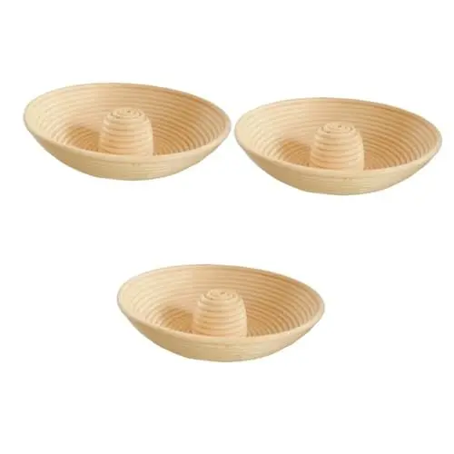 Produktbild: DECHOUS 3 Stk Brot Fermentationskorb Brotschale aus Rattan professioneller Brotkorb natürliches Backzubehör Gärkörbchen aus Ton Proofing werkzeug Gärkörbchen backen Gärkorb für Sauerteig