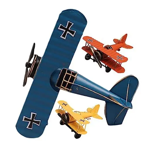 Produktbild: DECHOUS 3st Flugzeugmodell Ornament Desktop-doppeldecker Mini-Flugzeug Flugzeugmodell Aus Dem Ersten Weltkrieg Doppeldecker Aus Eisen Antike Flugzeugmodelle Auto Model Metall Weinschrank