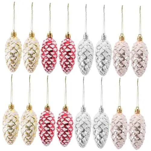 Produktbild: DECHOUS 4 Kisten Christbaumschmuck Weihnachtsbaum Tannenzapfen Weihnachtskugeln Weihnachten Tannenzapfen Anhänger Weihnachts-tannenzapfen-Ornament Weihnachtsdeko Plastik Auflegen Gemalt