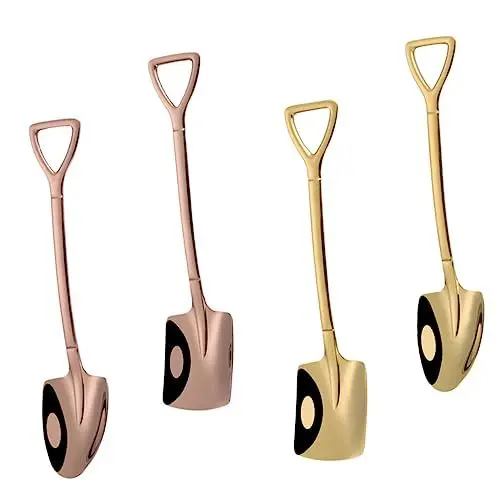 Produktbild: DECHOUS 4 Stück Catalpa-löffel Aus Eisen Gedrückt Obst Appetizer Trinklöffel Einmachglas-käsereibe-deckel Kochlöffel Würze Besteck Mokkalöffel Mini Schaufel Kaffeemühle Sieb Edelstahl 304