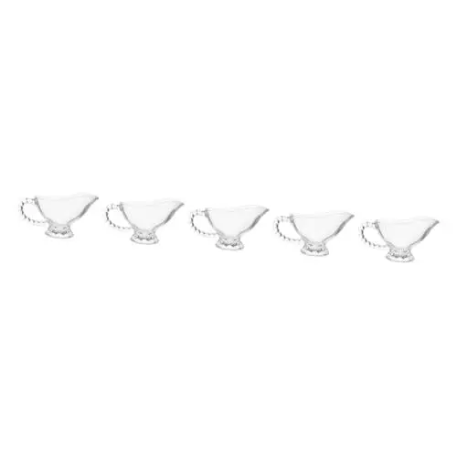 Produktbild: DECHOUS 5 Stück Glas Milchbecher Milchkännchen Multifunktions Milchkännchen Glas Milchkännchen Sahnekännchen Transparenter Sahnekrug Zarter Milchkrug Kleiner Sahnekrug
