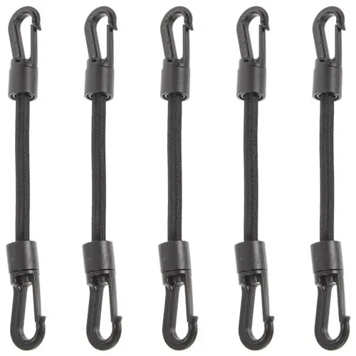 Produktbild: DECHOUS 5 Stück Kleine Bungee-Seile Mit Karabinerhaken Camping-Zubehör Gummi-Elastische Seile Robuste Kurze Bungee-Gurte Für Outdoor Bootfahren Kajakfahren Fahrrad Zelt Wohnmobil