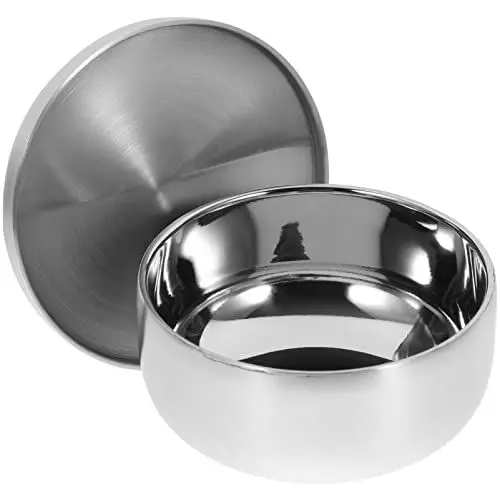 Produktbild: DECHOUS Edelstahl Men Rasierseifenschale with Lid Useful Shaving Cream Soap Bowl Practical Mühle Rasierschale for Home Bathroom (Silver)