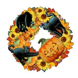 Produktbild: DECHOUS Halloween-liste Sonnenblumen-ornament Halloween-tag-anhänger Halloween-zeichen Halloween-willkommensschild Halloween-hängeetikett Halloween-kranz-zeichen Zubehör Hölzern