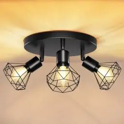 Produktbild: Deckenlampe LED Deckenleuchte Deckenstrahler Schwenkbar 350° LED Deckenspots E14 3 Flammig Schwarz Lampen Küchenlampe Wohnzimmer, Flurlampe Hanging Lamp Ceiling Modern für Flur, Küche, Schlafzimmer