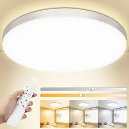 Produktbild: OUILA Deckenlampe LED Deckenleuchte Flach Dimmbar mit Fernbedienung, 3000K~6500K, 24W, 2000LM, IP44 Wasserfest Deckenleuchten Rund, Küchenlampe Lampen Decke für Schlafzimmer/Wohnzimmer/Balkon Ø28cm