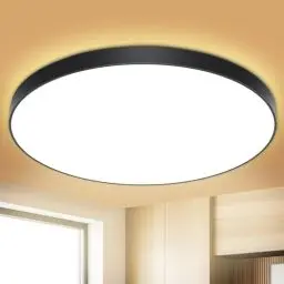 Produktbild: Deckenlampe LED Deckenleuchte Flach Lampe Decke Ø28cm 24W, 3000K, 2000LM, IP44 Wasserfest Rund Modern Schlicht Lampe für Badezimmer, Balkon, Schlafzimmer, Wohnzimmer, Küchenlampe, Kinderzimmer-Schwarz