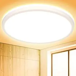 Produktbild: Deckenlampe LED Deckenleuchte Flach Rund - 18W 3000K 1600LM IP44 Modern Warmweiss Led Lampe Badezimmer Badlampe Decke Küchenlampe für Bad Flur Schlafzimmer Wohnzimmer Balkon Treppe Keller Dünn Ø22 CM