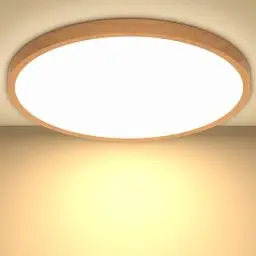 Produktbild: Led Deckenleuchte Deckenlampe Holzolzoptik Lampe, Flach Rund Led Lampe Decke Ø30CM 24W 3000K 2400LM Warmweiss Led Deckenlampe Wohnzimmer für Kinderzimmer Schlafzimmer Flur Bad Küche Badezimmer Keller