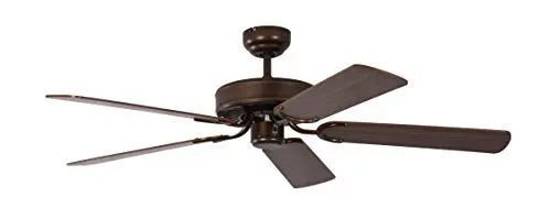 Produktbild: Deckenventilator ohne Beleuchtung Potkuri, Gehäuse Bronze Antik, Wendeflügel Walnuss oder Walnuss mit Rattaneinlage , 132 cm, für Räume bis zu 25m²
