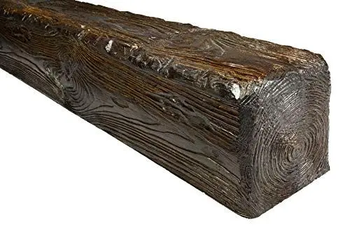 Produktbild: DECO WOOD Deckenbalken EQ004 aus Polyurethane, 2m Länge, PU Balken Holzoptik (dunkelbraun - 17x19cm) Verzierung Lampe Kabelkanal Scheinbalken