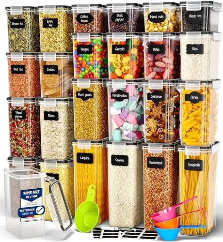 Produktbild: Deco haus® Vorratsdosen mit Deckel 24 Set L - Aufbewahrungsbox Küche Luftdicht Vorratsbehälter - Frischhaltedosen Behälter aus Plastik Mit Deckel - Vorratsgläser zur Aufbewahrung von Müsli, Mehl