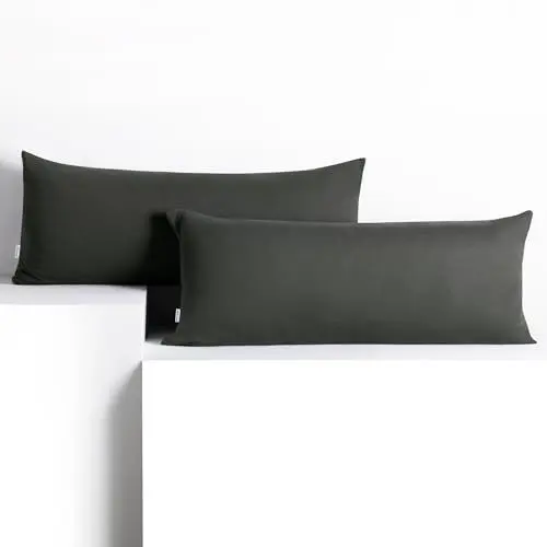 Produktbild: DecoKing 2 Kissenbezüge 40x120 cm Jersey 100% gekämmte Baumwolle Reißverschluss Graphit Amber