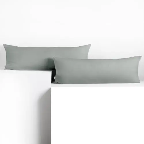 Produktbild: DecoKing 2 Kissenbezüge 40x200 cm Jersey 100% gekämmte Baumwolle Reißverschluss Stahl Amber