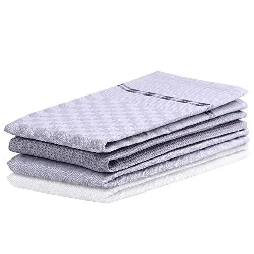 Produktbild: DecoKing 3er Set Küchentücher 50x70 cm mit Aufhänger 100% Baumwolle Grau Stahl Grafit hochwertige Geschirrtücher Louie