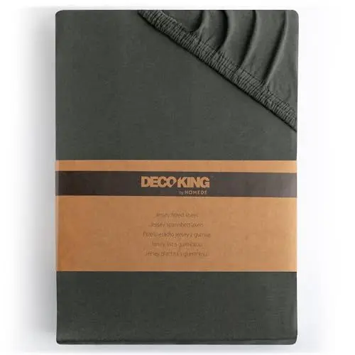 Produktbild: DecoKing Spannbettlaken 180x200 200x200 cm 100% gekämmte Baumwolle Anthrazit Grau Spannbetttücher Jersey Boxspringbett Amber 180 x 200 200 x 200