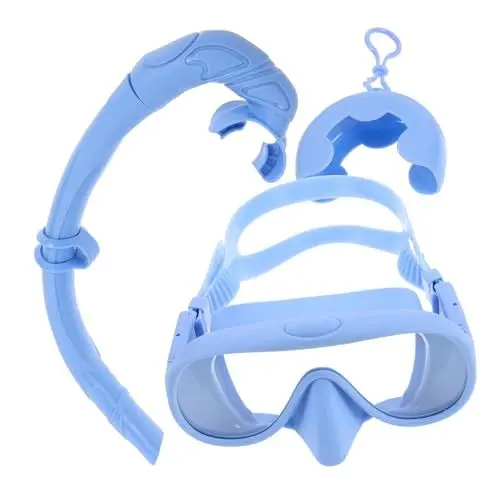 Produktbild: DECOMELODY 1satz Schnorchelset Für Erwachsene Anti-beschlag Taucherbrille Mit Faltbarem Atemschlauch Und Praktischer Tragetasche Stylisches Design Sky-blau Für Schwimmen Und Tauchen