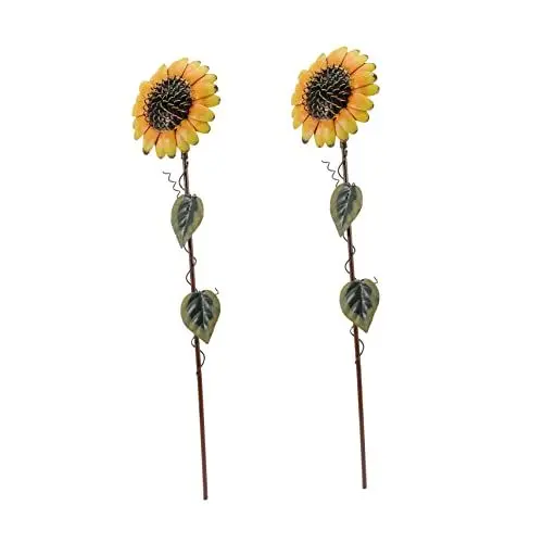 Produktbild: DECOMELODY 2Stücke Sonnenblumen Gartenstecker aus Eisen Wetterfest Dekorative Gartenstecker für Außenbereich für Patio Blumenbeet und