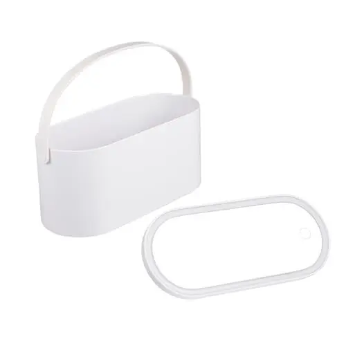 Produktbild: DECOMELODY Kasten Kosmetikspiegel Tragbare Tasche Led-Spiegel-Make-up Kosmetiktaschen Klappbarer Spiegel Make-up-organisatoren Schminkspiegel Mit Beleuchtung Lichtspiegel Machen Weiß Plastik