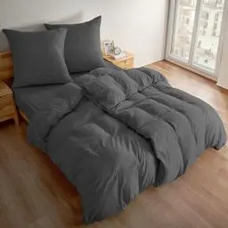 Produktbild: Deconovo Bettdecke Set Bettwäsche Schlafzimmer Bettbezüge Weiche Umweltfreundlich mit Reißverschluss 4teilig, 4tlg: 2 x 135 * 200cm + 2 x 80 * 80cm, Dunkelgrau