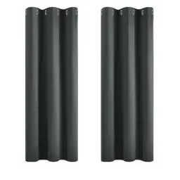 Produktbild: Deconovo Blickdicht Gardinen mit Ösen für Schlafzimmer Thermogardinen Vorhang Blickdicht, 138x107cm(HöhexBreite), Dunkelgrau, 2er Set