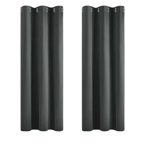 Produktbild: Deconovo Blickdicht Gardinen mit Ösen für Schlafzimmer Thermogardinen Vorhang Blickdicht, 138x107cm(HöhexBreite), Dunkelgrau, 2er Set