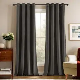 Produktbild: Deconovo Blickdichte Gardinen Vorhänge Blickdicht Gardine Samt Schlafzimmer Vorhang Wärmeisolierende, 290x140 cm(HöhexBreite), Anthrazitgrau, 2er Set