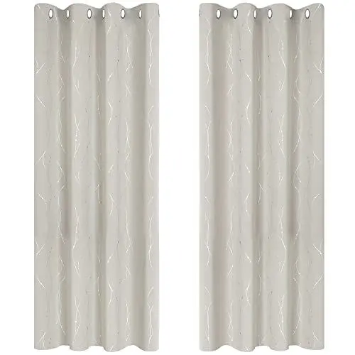 Produktbild: Deconovo Blickdichte Vorhänge Verdunkelungsgardinen für Schlafzimmer Extra Warm Moderne Gardinen für Kinderzimmer, 175x140 cm(HöhexBreite), Creme, 2er Set