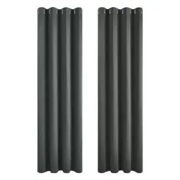 Produktbild: Deconovo Blickdicht Gardinen mit Ösen für Schlafzimmer Thermogardinen Vorhang Blackout Curtains, 245x140 cm(HöhexBreite), Dunkelgrau, 2er Set