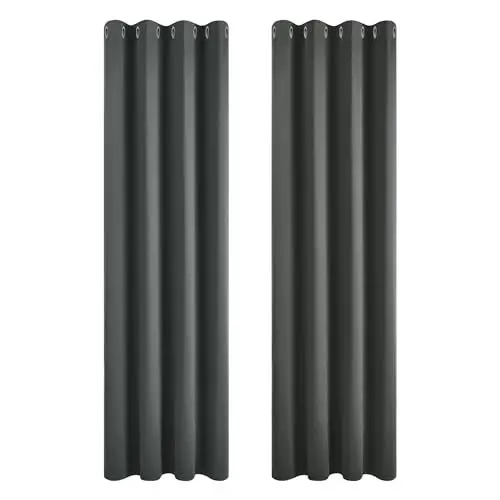 Produktbild: Deconovo Gardinen Blickdicht Kälteschutz Gardinen Schlafzimmer Vorhang Blickdciht, 200x140 cm(HöhexBreite), Dunkelgrau, 2er Set