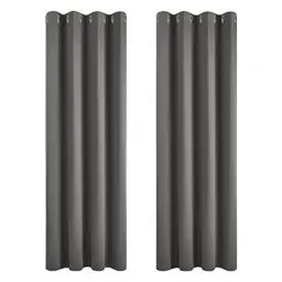 Produktbild: Deconovo Thermovorhang Kälteschutz Gardinen mit Ösen 175x140 cm(HöhexBreite) Blickdichte Vorhänge Schlafzimmer Blackout Curtain Verdunkelung Wärmeisolierend, Dunkelgrau, 2er Set