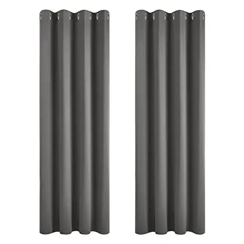 Produktbild: Deconovo Thermovorhang Kälteschutz Gardinen mit Ösen 175x140 cm(HöhexBreite) Blickdichte Vorhänge Schlafzimmer Blackout Curtain Verdunkelung Wärmeisolierend, Dunkelgrau, 2er Set
