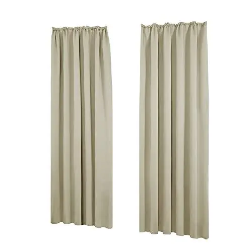 Produktbild: Deconovo Gardinen Vorhänge mit Kräuselband für Schiene Verdunkelungsvorhang Blickdicht Thermovorhang Wohnzimmer Schlafzimmer, 175x140 cm(HöhexBreite), Beige, 2er Set