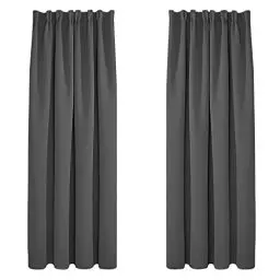 Produktbild: Deconovo Gardinen mit Kräuselband Blickdicht Vorhänge Kälteschutz Vorhang Verdunkelung Gardinen Wohnzimmer, 175x140 cm(HöhexBreite), Dunkelgrau, 2er Set