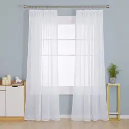 Produktbild: Deconovo Gardinen mit Kräuselband Wohnzimmer Stores Schal Transparent Vorhänge für Schiene Schlafzimmer Leinenoptik, 175x140 cm(HöhexBreite), Weiß, 2er Set