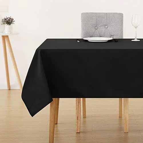 Produktbild: Deconovo Tischdecke Wasserabweisend Tischwäsche Lotuseffekt Tischtücher, 130x160 cm, Schwarz, 1 Stück