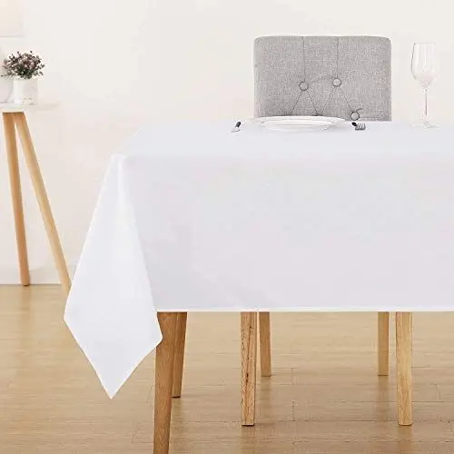 Produktbild: Deconovo Tischwäsche Weiss Tischtuch Tischdecke Wasserabweisend Tischwäsche Lotuseffekt Tischtücher, 130x280 cm, Weiß, 1 Stück