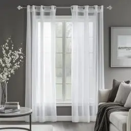 Produktbild: Deconovo Transparent Gardinen Wohnzimmer Voile Vorhang Ösenvorhang, 245x140 cm(HöhexBreite), Weiß, 2er Set