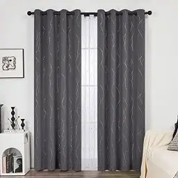 Produktbild: Deconovo Verdunkelungsvorhänge für Schlafzimmer Ösen Vorhang Thermogardinen Extra Warm Blickdicht, 175x140 cm(HöhexBreite), Dunkelgrau, 2er Set