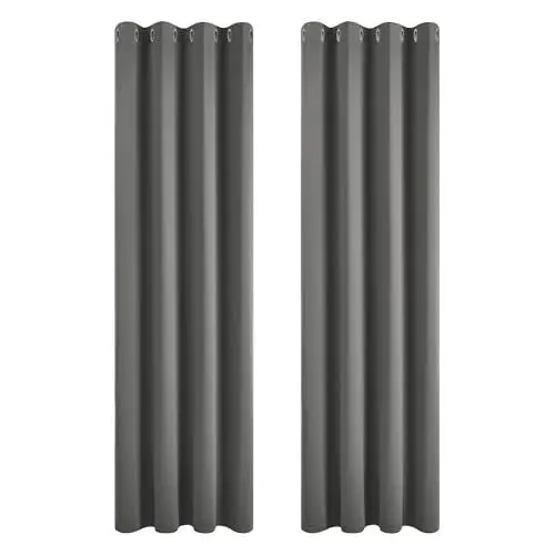 Produktbild: Deconovo Verdunkelungsvorhang Kälteschutz Gardinen Schlafzimmer Kälteschutzvorhang Blickdicht, 229x117cm(HöhexBreite), Hellgrau, 2er Set