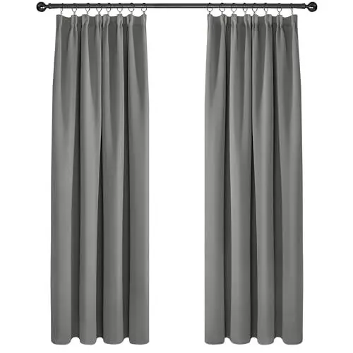 Produktbild: Deconovo Verdunkelungsvorhang Kräuselband Gardinen Schlafzimmer Thermogardine Kälteschutz Kräuselband, 229x229cm(HöhexBreite), Hellgrau, 2er Set