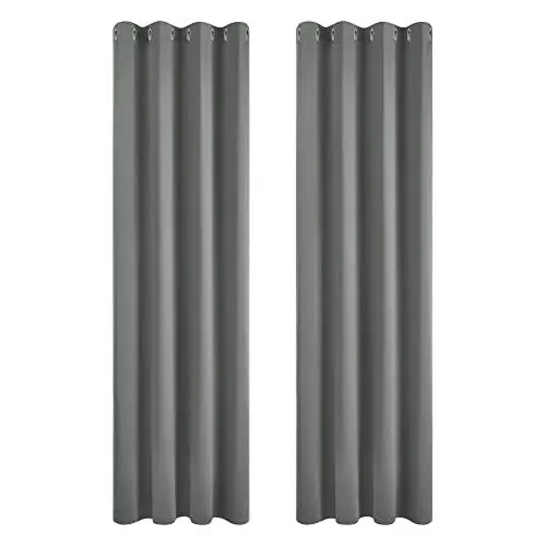 Produktbild: Deconovo Verdunkelungsvorhang mit Kälteschutz Gardinen Schlafzimmer Kälteschutzvorhang Blickdicht, 220x140 cm(HöhexBreite), Hellgrau, 2er Set