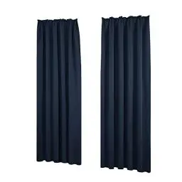 Produktbild: Deconovo Vorhang Blickdicht Gardine Lärmschutz mit Kräuselband Winter Thermo, 245x140 cm(HöhexBreite), Dunkelblau, 2er Set