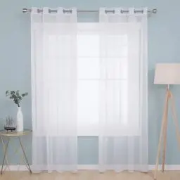 Produktbild: Deconovo Vorhang Transparent Gardinen Transparent Ösenvorhang 240x140 cm Weiß 2er Set