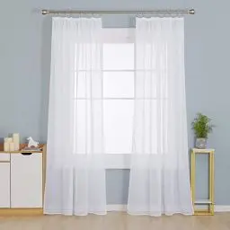 Produktbild: Deconovo Vorhang mit Kräuselband Wohnzimmer Stores Schal Transparent Gardinen für Schiene Schlafzimmer Leinenoptik, 229x140 cm(HöhexBreite), Weiß, 2er Set