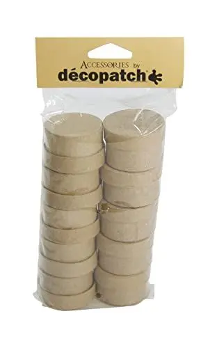 Produktbild: Décopatch EV009O Packung mit 10 runde Schachteln (aus Pappmaché zum Verzieren und Personalisieren, 5 x 5 x 3 cm, ideal für Schmuck, Bonbons oder kleine Gegenstände) 1 Pack kartonbraun