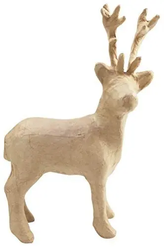 Produktbild: Décopatch SA207C Rentier (aus Pappmaché, 7 x 16,5 x 26,5 cm, ideal für Weihnachten, zu Personalisieren) 1 Stück natur