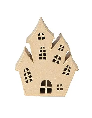 Produktbild: Décopatch SA232C - Geisterhaus aus Pappmachee, 8x16,5x19,5 cm, ideal für Halloween Deko, Kartonbraun, 1 Stück