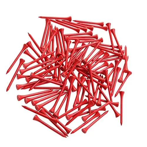 Produktbild: DECORNIJIA 100 Stück Lange Holz Golf Tees für Außenbereich Rot Langlebig für Präzise Abschläge