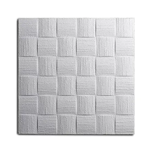 Produktbild: Decosa Deckenplatten DUBLIN (AP 106) - 80 Platten = 20 m2 - Dekor Paneele weiß in Flecht Optik - Deckenpaneele 50 x 50 cm aus Styropor - Decken Styroporpaneele